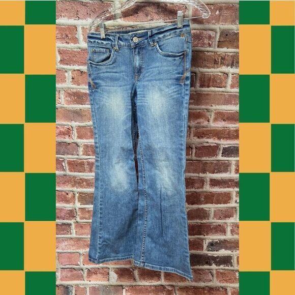 Vintage Y2K Limited Too Flare Jeans Girls Size 10 Blue 5 Pocket Super Hip - Picture 1 of 8